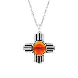 Zia Pendant Sterling Silver Crystal Jewelry Necklace